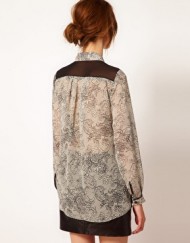 Dragon pattern Chiffon Shirt with Bowtie Brand Design Blouse-