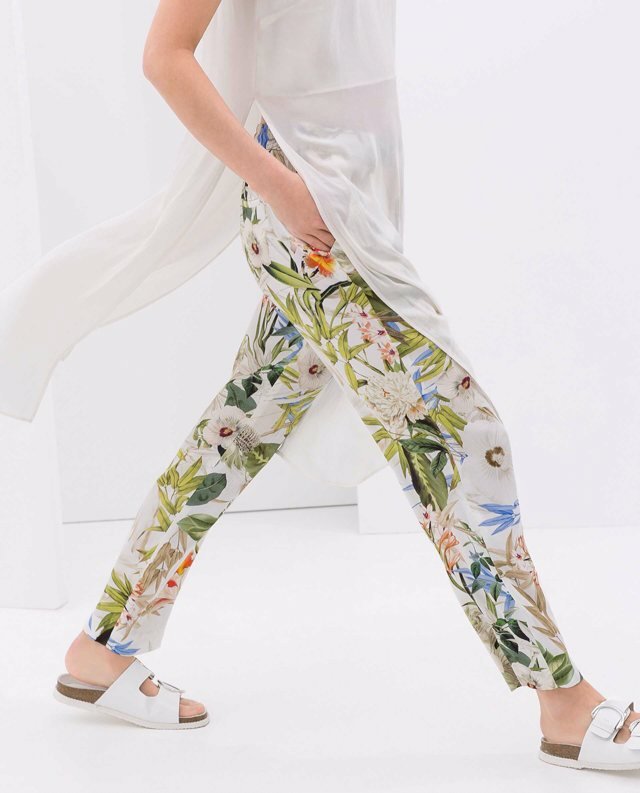 Floral Printed Casual Trousers with Strings Pants