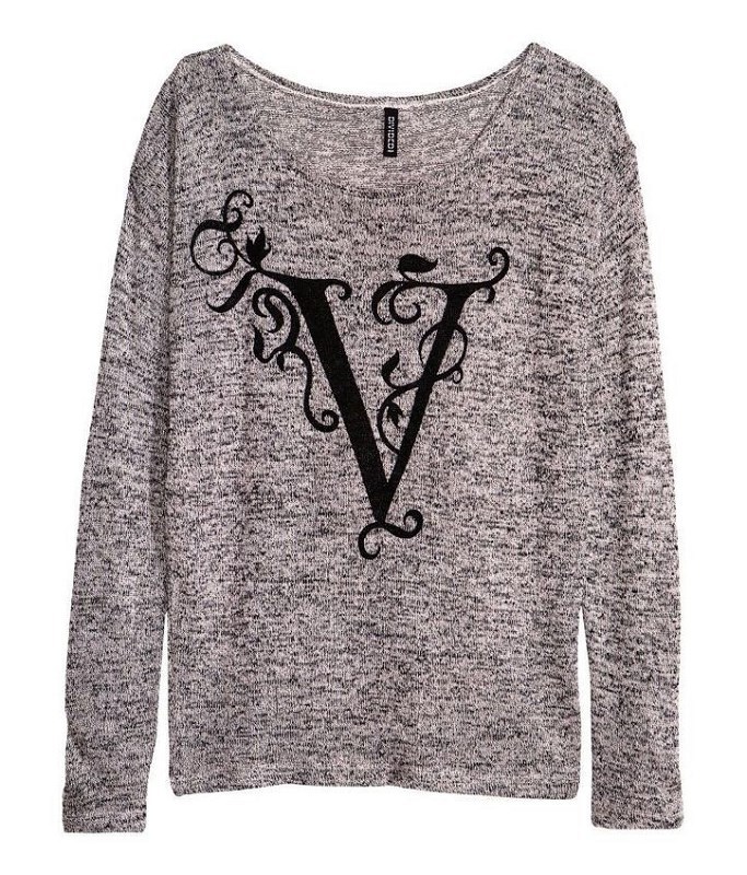 Autumn  Letter V Prints Knitwear Casual Sweater -