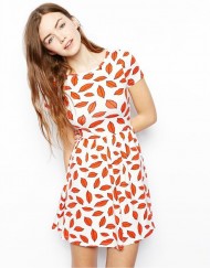 Red Lip Prints Above Knee Short Sleeve Top Shop Inspired Style Dress