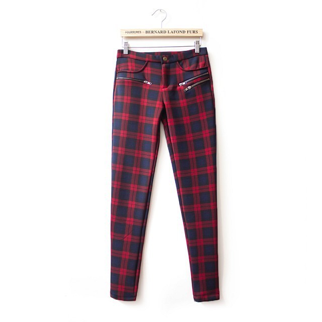 Colors Checkers Pattern Elastic Skinny Pants ASOS Inspired Casual Pencil Trousers -