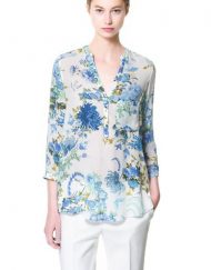 Casual Flower Printed V-neck Casual Shirts Blouse