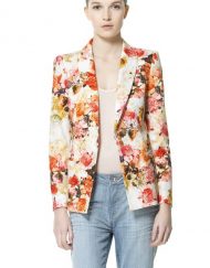 Single Button Red Flower Prints PIQUE Blazer ASOS Inspired Casual Coat BL