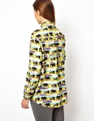 The Color Elephant Animal Printing long Sleeve Blouse Casual Shirts